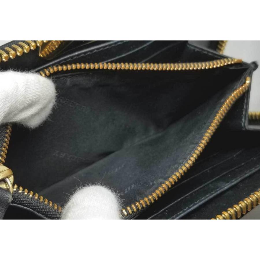 BURBERRY バーバリー 長財布 レザー ブラック ラウンドファスナー 財布