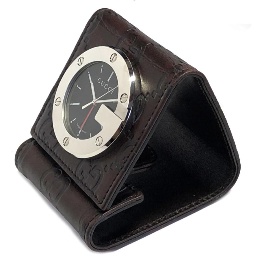 新品　GUCCI グッチ トラベルウォッチ 目覚まし時計　置き時計 楽天市場】GUCCI グッチ ブラック文字盤 GGキャンバス SS