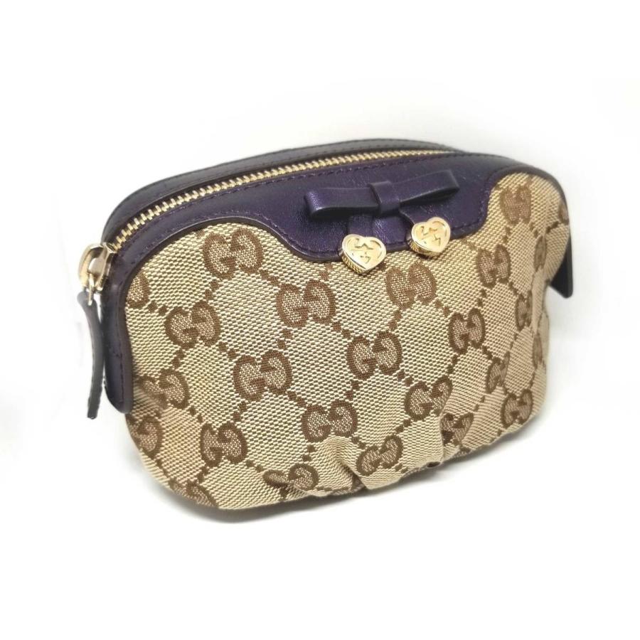 新品同様 グッチ ポーチ GGキャンバス キャンディ GG ハート 