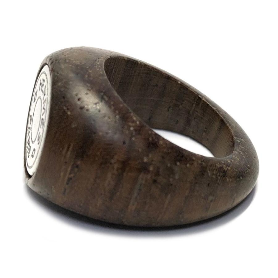 エルメス セリエ リング 指輪 ウッドリング 11号 木製 シルバー レディース HERMES ウッド ブラウン アクセサリー