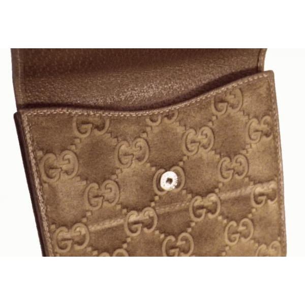 GUCCI グッチ GG 二つ折り財布 スエード ブラウン グッチシマ : ブラン  