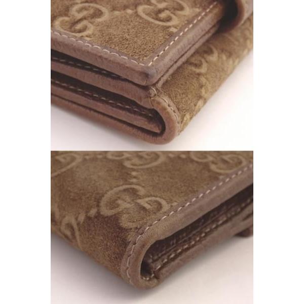 GUCCI グッチ GG 二つ折り財布 スエード ブラウン グッチシマ : ブラン  