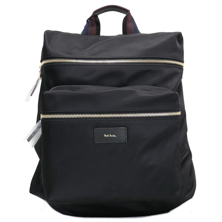 ポールスミスブラックナイロンレザーバックパック