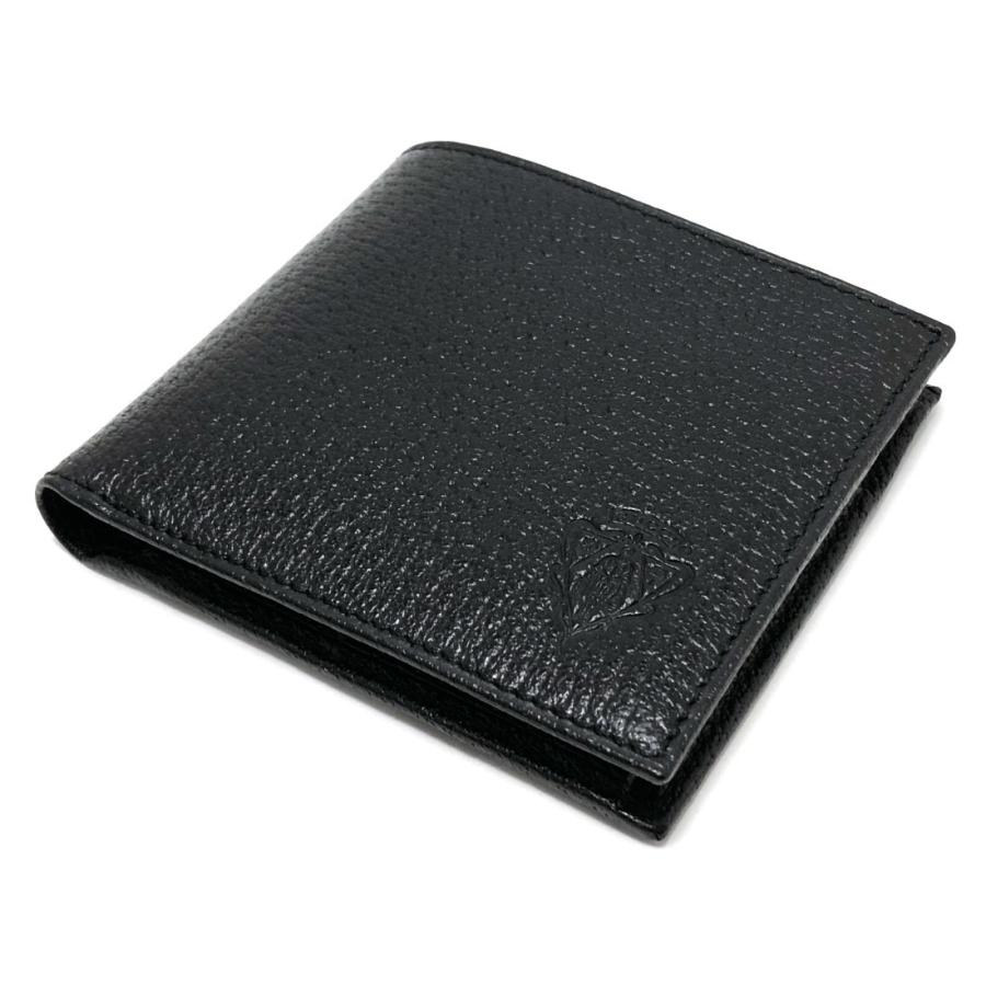 未使用 グッチ 財布 メンズ 二つ折り レザー 型押し クレスト 紋章 二 