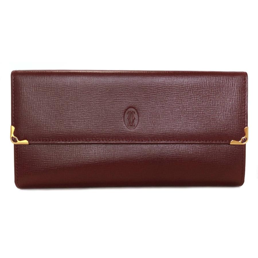 未使用 カルティエ 長財布 マスト ドゥ 財布 がま口 ボルドー ワインレッド L 型押し レザー レディース Cartier Cartier M ブランディールyahoo ショップ 通販 Yahoo ショッピング