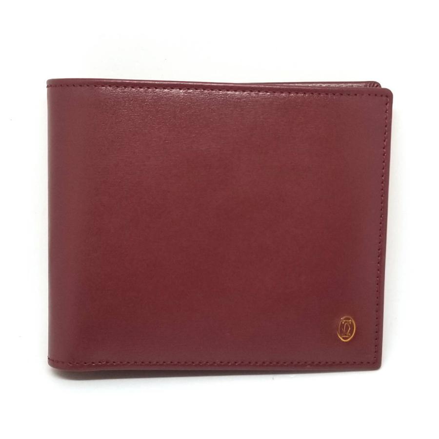 Cartier カルティエ財布二つ折り札入れボルドー本革未使用 Cartier カルティエ財布二つ折り札入れボルドー本革未使用