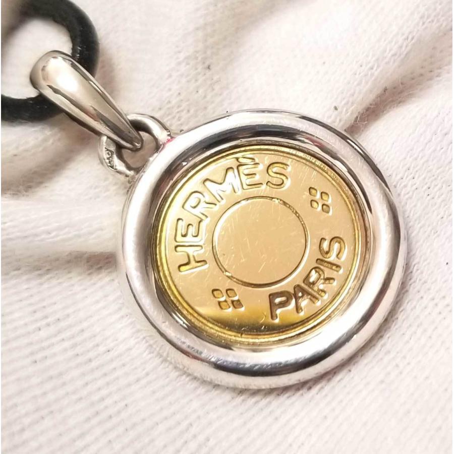 HERMES エルメス セリエ ペンダント チャーム コンビ コイン シルバー 