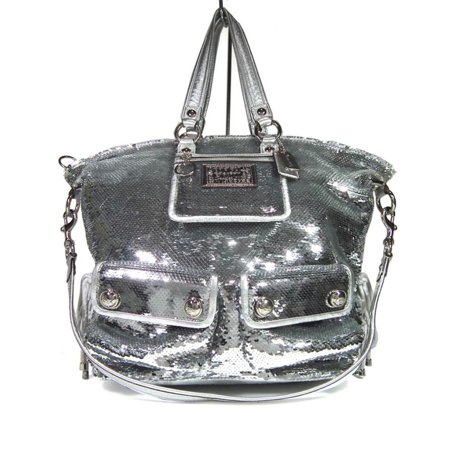 コーチ 2WAY トートバッグ スパンコール 13838 シルバー  