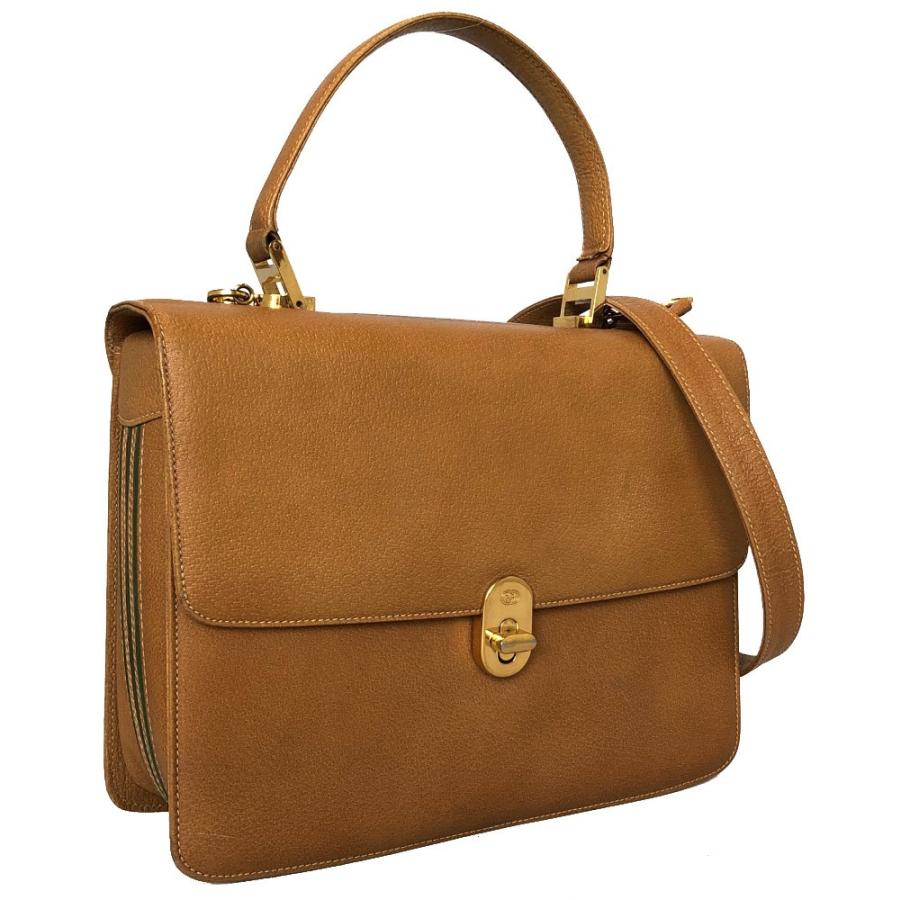 美品 グッチ 2WAY ハンドバッグ ショルダーバッグ オールドグッチ レザー ブラウン 茶色 レディース フォーマル オールレザー GUCCI GUCCI（グッチ） 2WAY ハンドバッグ ショルダーバッグ オールドグッチ