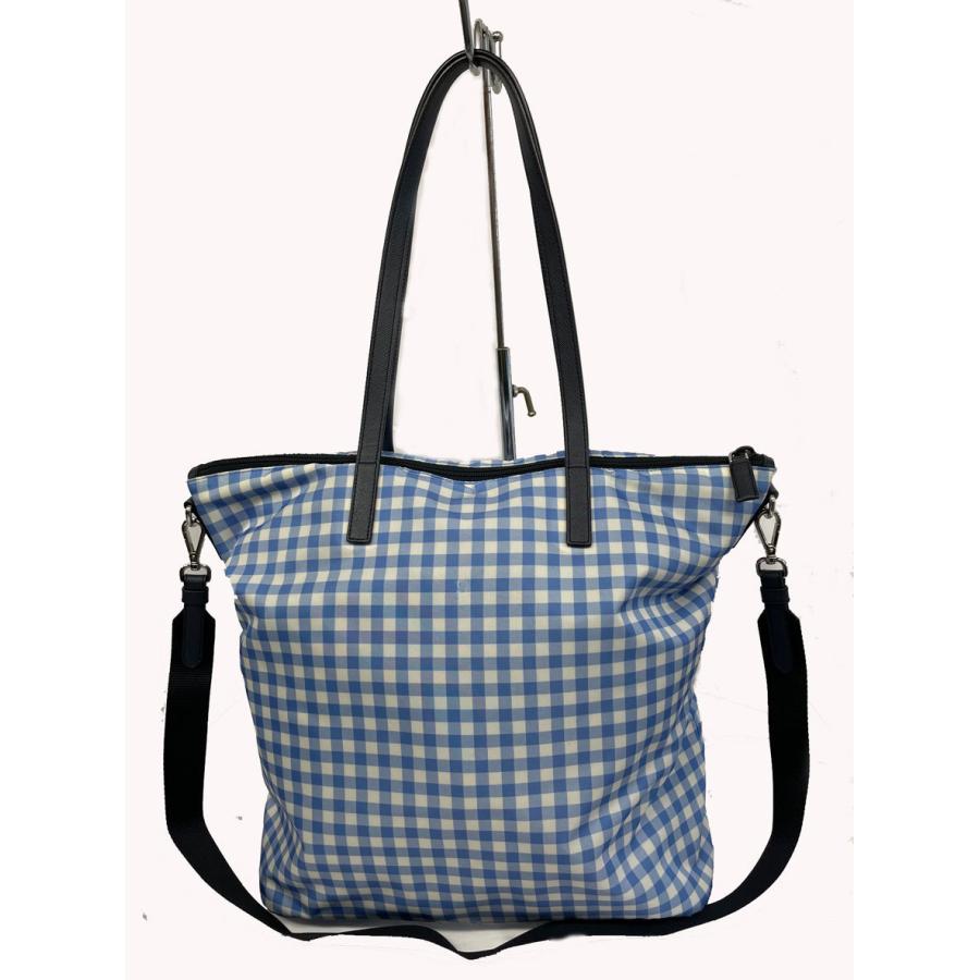 PRADA プラダ 2WAY トートバッグ ファスナー付 ギンガム PRADA プラダ 2WAY トートバッグ ファスナー付 ギンガム