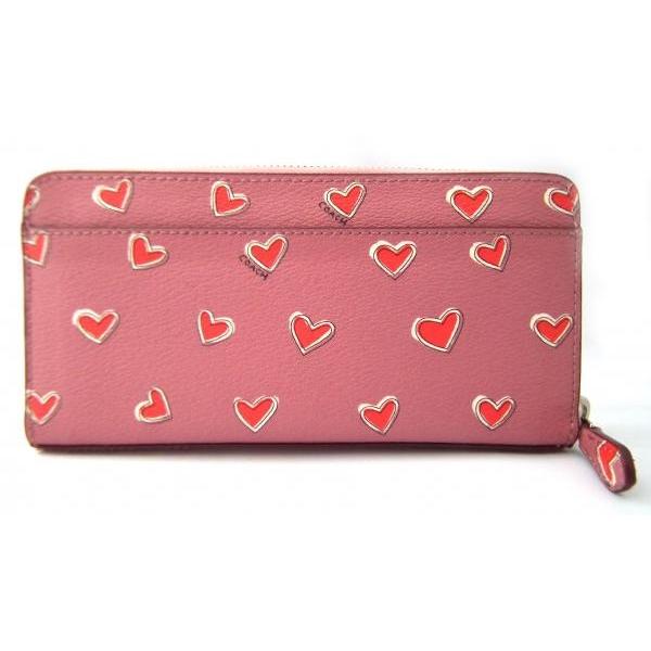 COACH 未使用 コーチ 長財布 レザー ピンク ハート 財布 COACH 未使用 コーチ 長財布 レザー ピンク ハート 財布