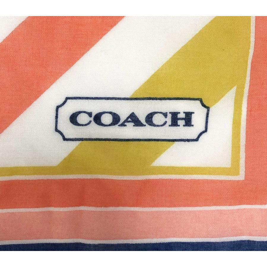 コーチ ストール マルチカラー 大判 110ｃｍ ストライプ 春夏 レディース 美品 ロゴ ＣＯＡＣＨ　スカーフ COACH（コーチ） ストール マルチカラー 大判 110cm ストライプ 春夏