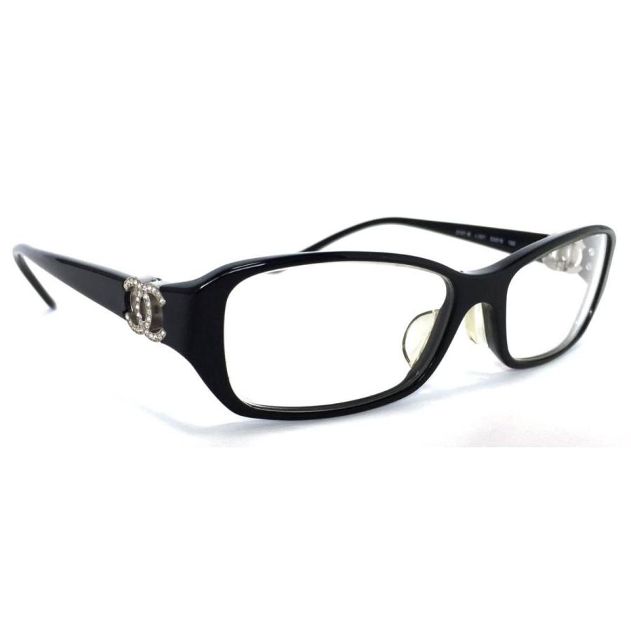 シャネル メガネ めがね フレーム メガネフレーム 眼鏡 レディース ブラック ココマーク 黒 ラインストーン 伊達メガネ CHANEL