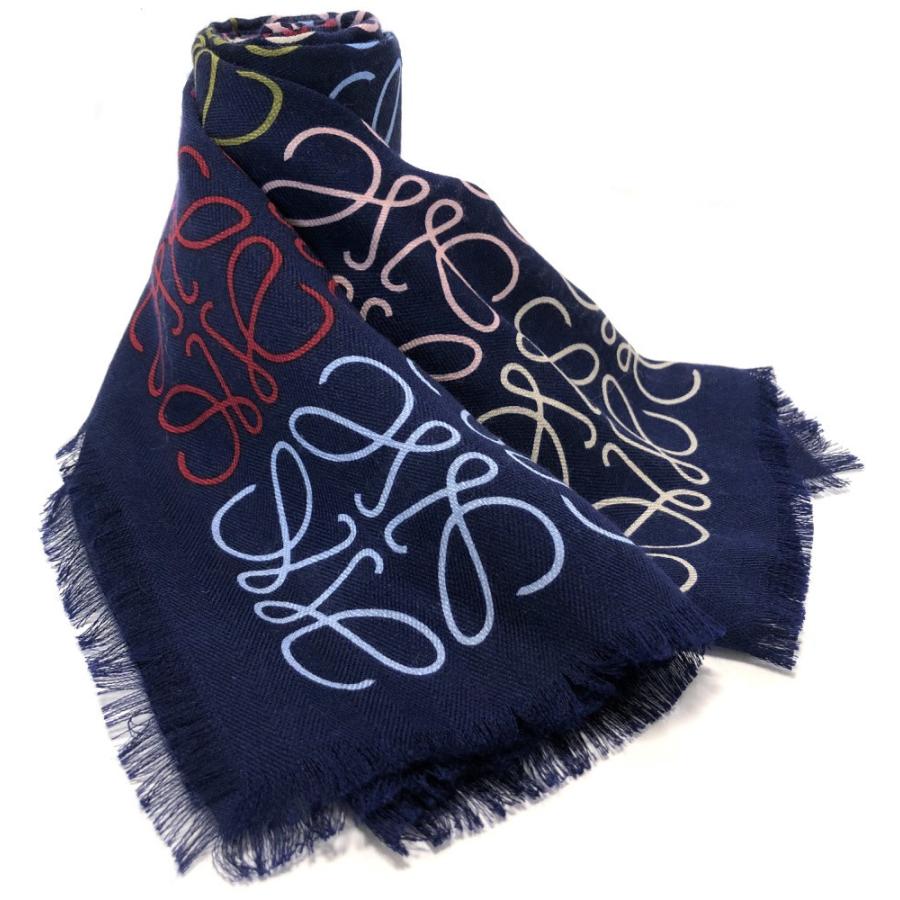 年内価格】LOEWE 大判ストール ネイビー ロエベ ストール 大判