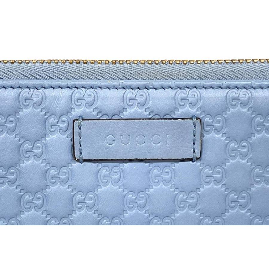 新品同様 アウトレット グッチ 長財布 GG レザー ブルー マイクロ  