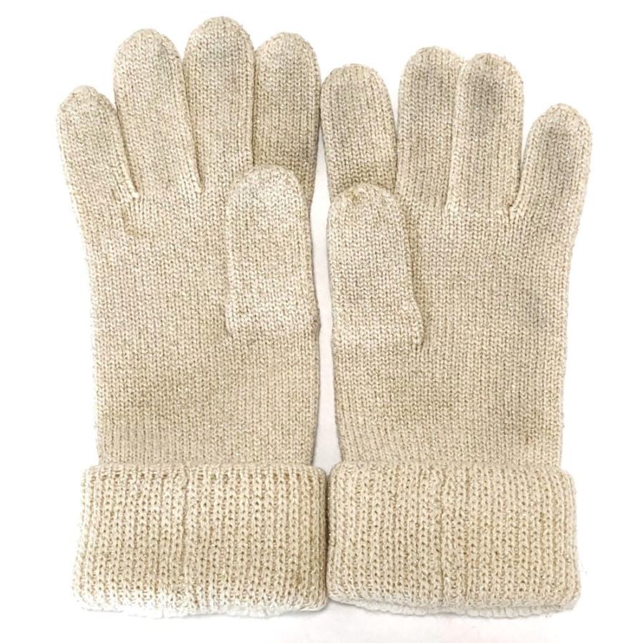 HERMES エルメス 手袋 カシミヤ ホワイト ラメ アイボリー ME  