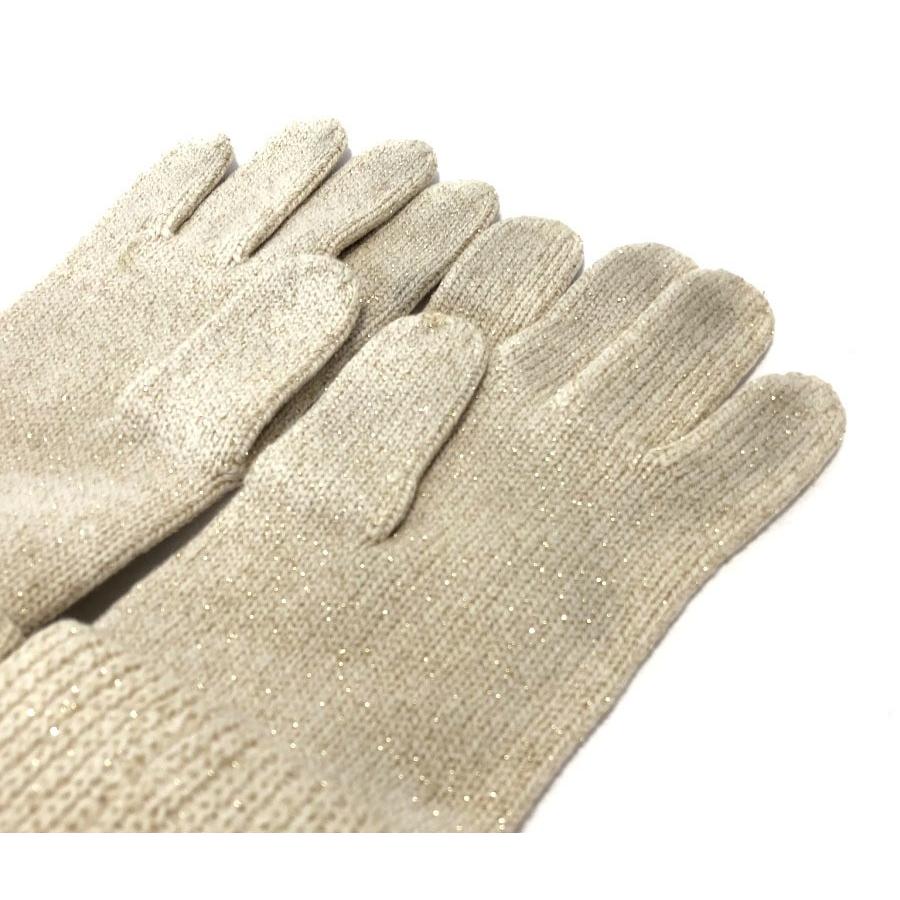 HERMES エルメス 手袋 カシミヤ ホワイト ラメ アイボリー ME  