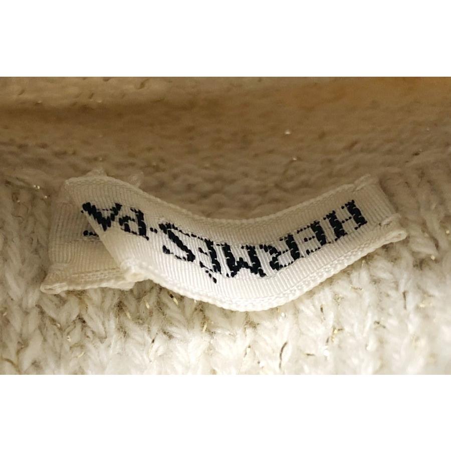 HERMES エルメス 手袋 カシミヤ ホワイト ラメ アイボリー ME  