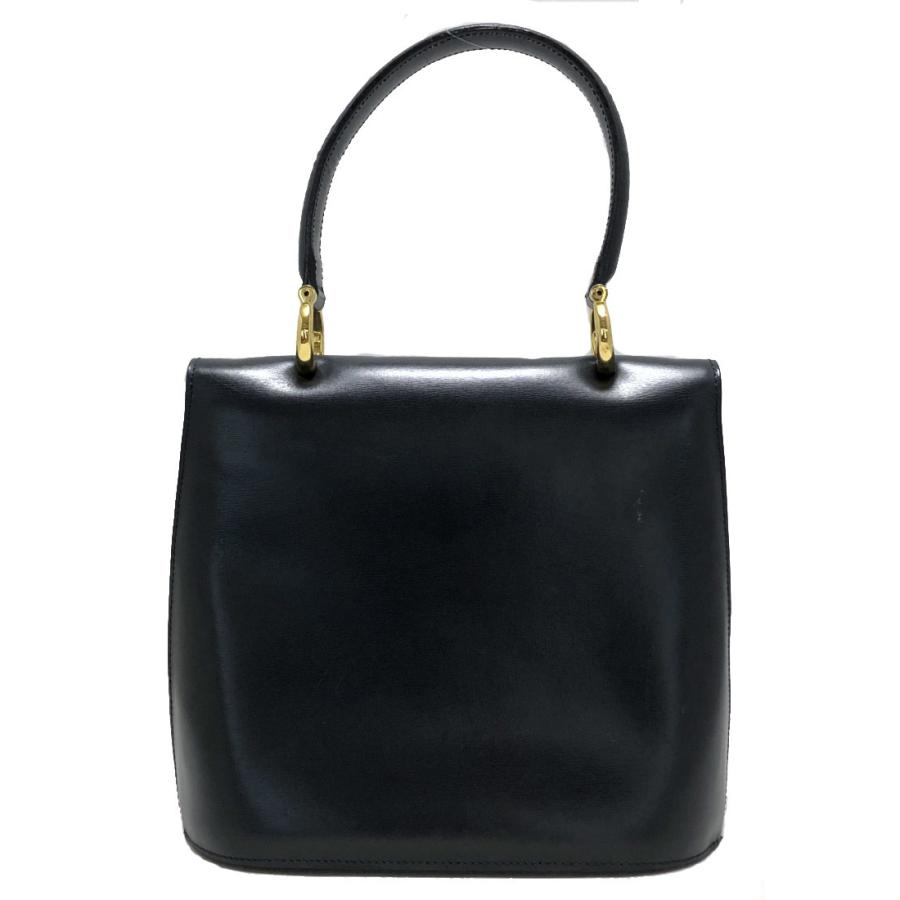 美品 セリーヌ ハンドバッグ レザー ネイビー 紺 ゴールド オールド 