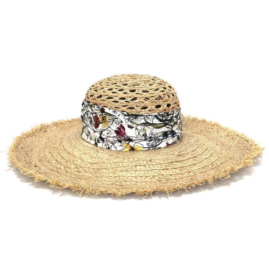 GUCCI グッチ ストローハット 麦わら帽子 帽子 ハット フローラ 花柄L