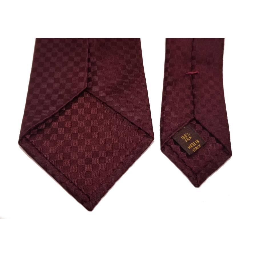 紅*が様 LOUIS VUITTON チェック柄 ネクタイ ルイ・ヴィトン ネクタイ ワインレッド チェック柄