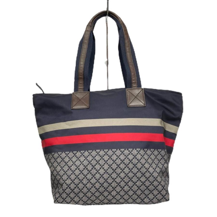 GUCCI 良好 グッチ トートバッグ ネイビー ディアマンテ ナイロン 