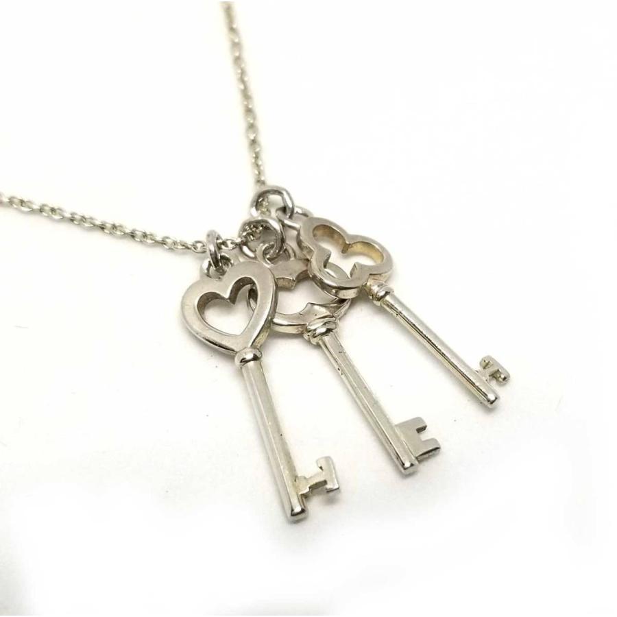 美品 ティファニー 鍵 3連 キー 3つ ペンダント ハート クローバー  