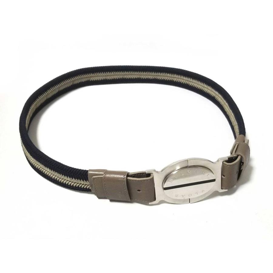 美品 ブルガリ ベルト ９５ｃｍ ベージュ ネイビー カジュアル メンズ 紳士 ブルガリブルガリ 編み込み BVLGARI 【中古】 BVLGARI（ブルガリ） 美品 ベルト 95cm ベージュ ネイビー