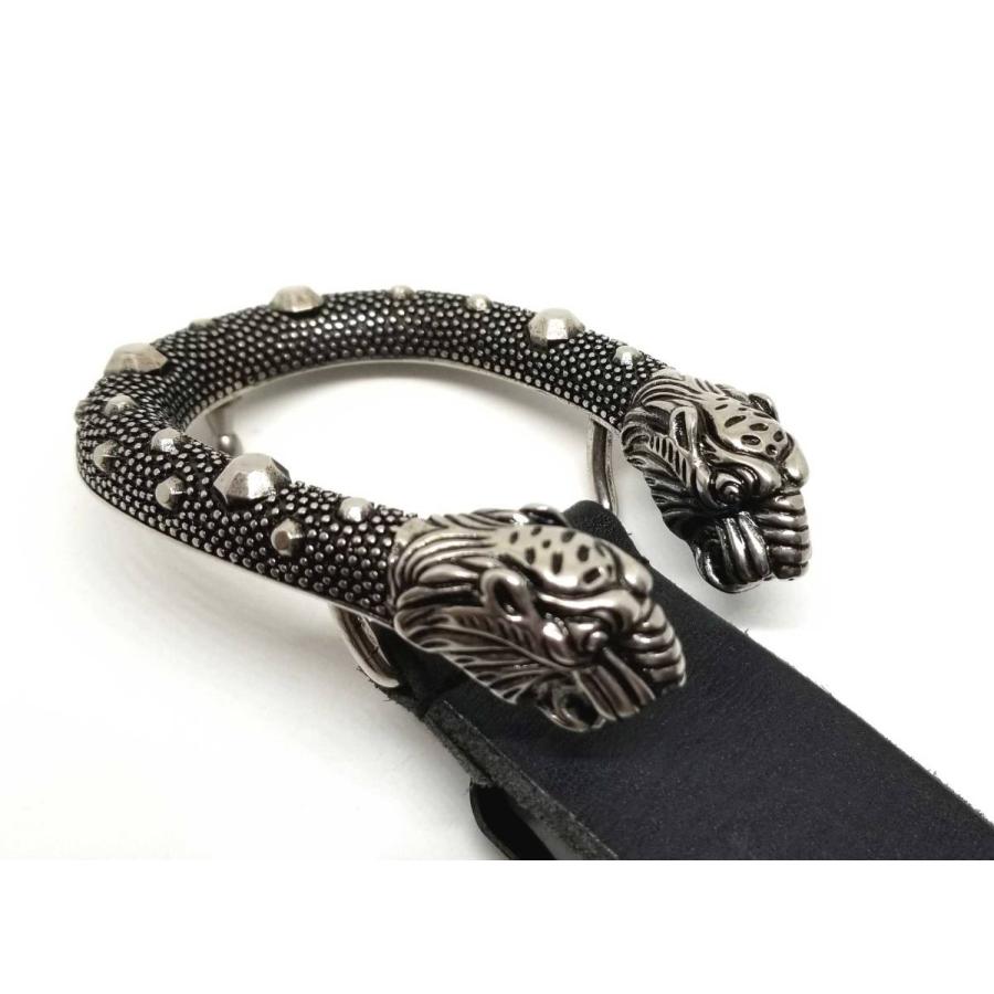 良好 グッチ ベルト ブラック 85 黒 タイガーヘッドバックル 456328 