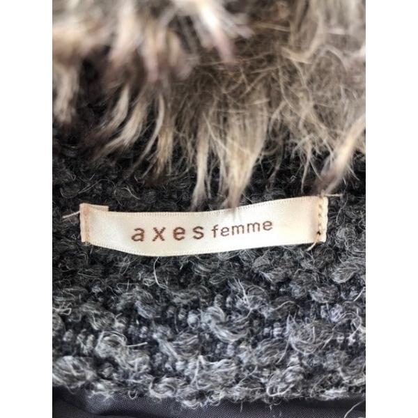 アクシーズファム コート サイズm レディース ダークグレー 冬物 ニット フェイクファー スペシャル特価 完璧