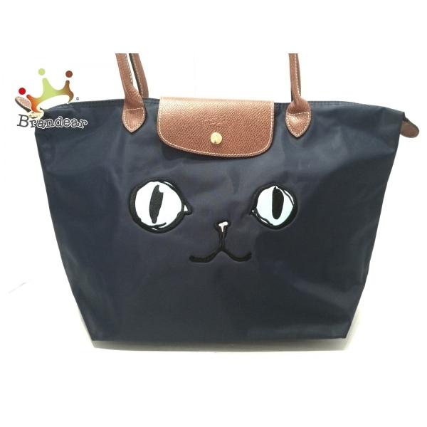 日本最大級 ロンシャン ショルダーバッグ 美品 ネイビー ブラウン マルチ ネコ ナイロン レザー 新着 50 Off Www Demaks Co Za