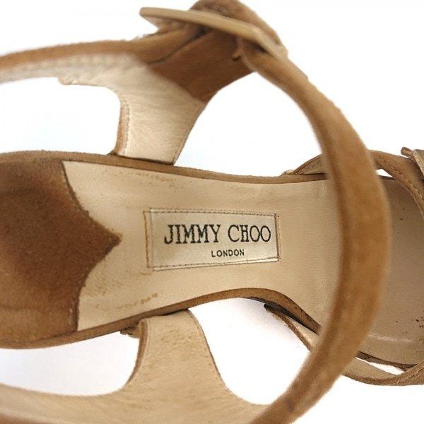 ジミーチュウ JIMMY CHOO サンダル 34 1/2 レディース - ブラウン