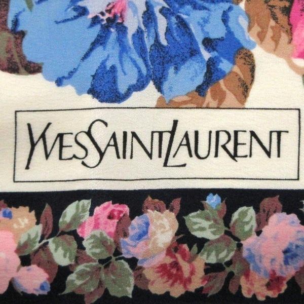 イヴサンローラン YvesSaintLaurent スカーフ - ライトブルー×黒×マルチ 花柄 値下げ 20220621|brandear|02