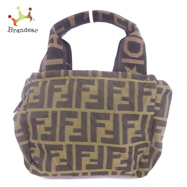 フェンディ Fendi ハンドバッグ ズッカ柄 ブラウン マルチ Fendi ナイロンジャガード レザー 25 25 ハンドバッグ