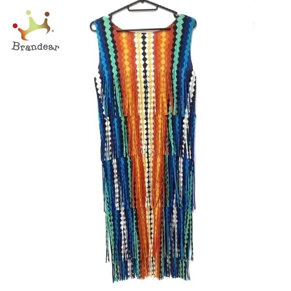 超格安価格 Please プリーツプリーズ Pleats プリーツプリーズ 新着 ブルー オレンジ マルチ 美品 レディース M サイズ2 ワンピース ワンピース チュニック Postetelecom Gouv Cg