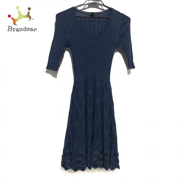 セール 店舗 ミッソーニ Missoni ワンピース サイズ40 M レディース 美品 ネイビー 七分袖 ひざ丈 ニット 新着 日本特売中 Www Superavila Com