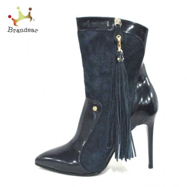 新作 ジャストカヴァリ ショートブーツ 40 レディース ネイビー ダークネイビー ヌバック レザー 新着 2502 その他ブーツ Chauffagevanbrabant Be