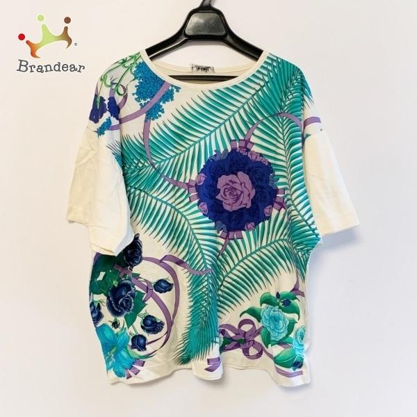 魅力の レディース 半袖tシャツ Hermes エルメス アイボリー グリーン マルチ 2330 新着 クルーネック 花柄 半袖 Lifeinlacruz Com