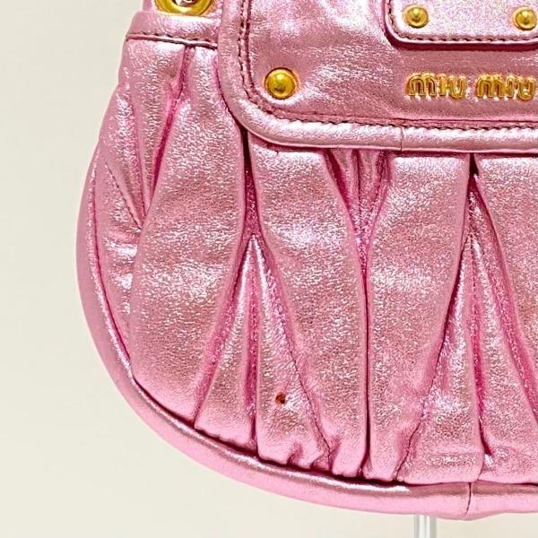 ミュウミュウ miumiu ハンドバッグ ギャザーバッグ RT0361 メタリックピンク レザー 新着 20240514｜brandear｜10