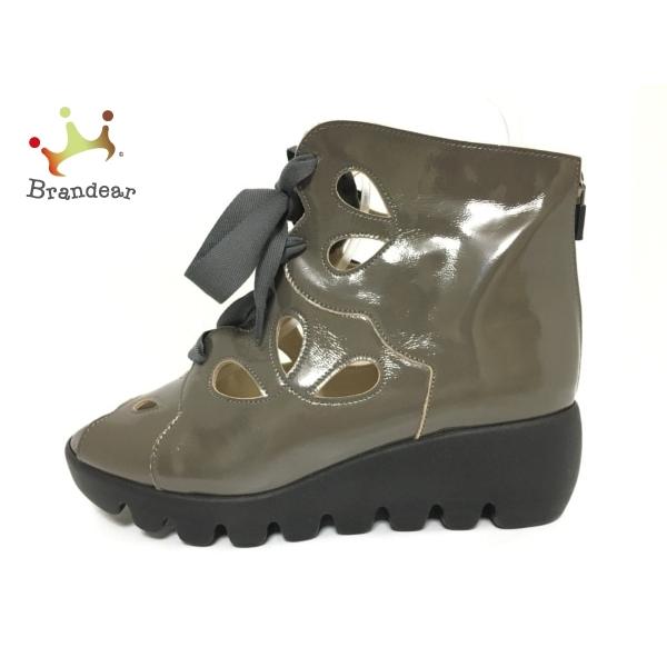 人気ブランド ヒルズ アベニュー ショートブーツ 24 5 レディース 美品 カーキ エナメル レザー 新着 2616 その他ブーツ Www Oroagri Eu