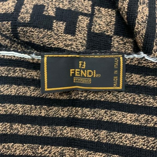 フェンディ FENDI マフラー 美品 - 黒×ブラウン ズッカ柄 ウール  新着 20240420｜brandear｜03