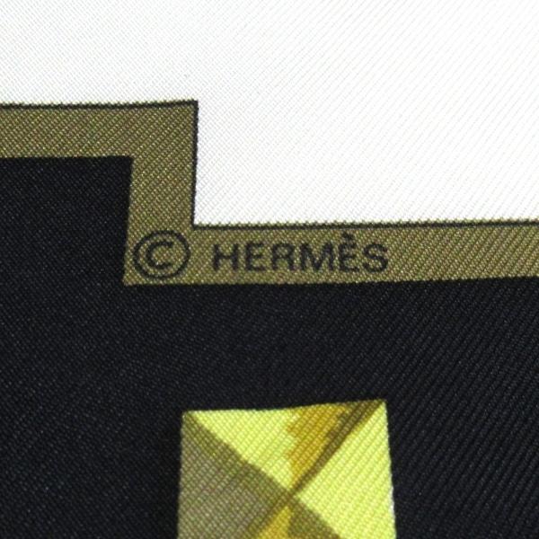 エルメス HERMES スカーフ カレ90 訳あり 黒×アイボリー×マルチ LES CLES/キー(鍵)    値下げ 20240414｜brandear｜02