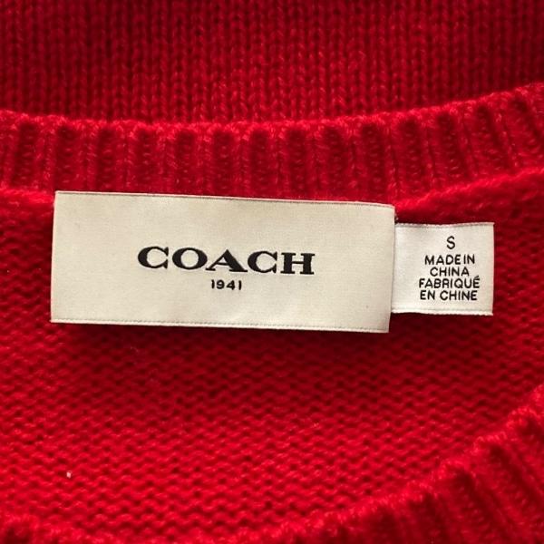 コーチ COACH 長袖セーター サイズS レディース - 訳あり レッド×アイボリー×マルチ 新着 20240409｜brandear｜03