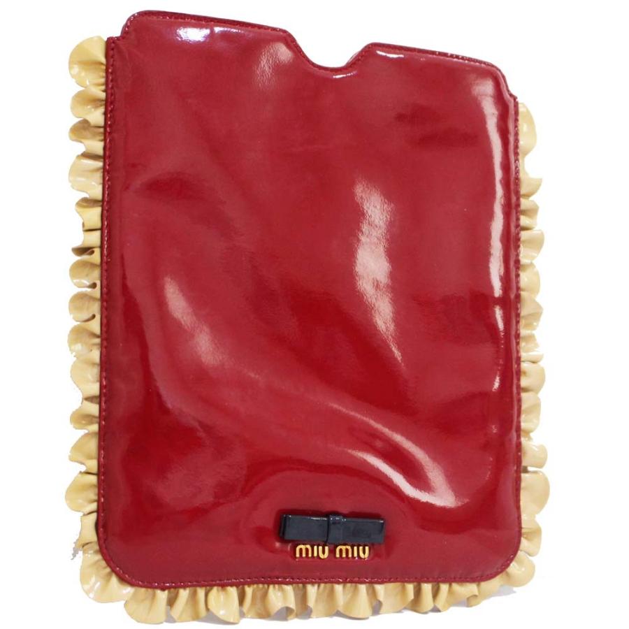 ミュウミュウ Ipadケース タブレットケース フリル ファッション その他バッグ 送料無料 レディース パテントレザー 中古 タブレットケース Ho 068 Az ブランドエコヤフー店 送料無料 5are43 レッド 直売正規品 の