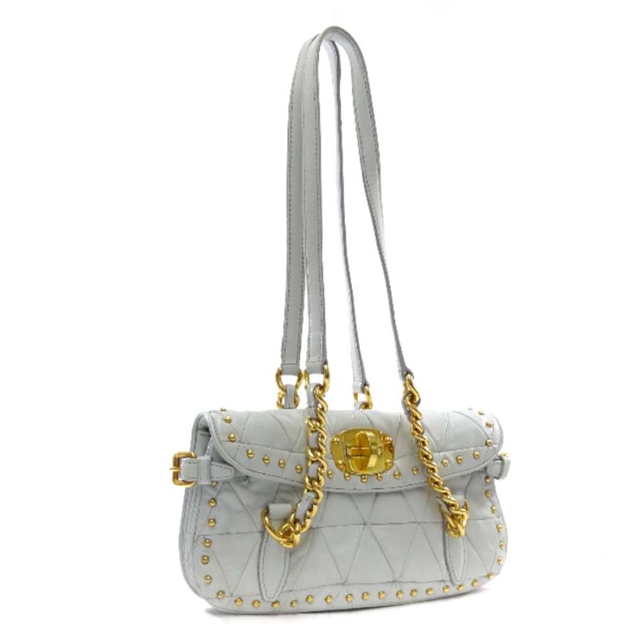 期間限定特価 ミュウミュウ チェーン ショルダーバッグ レディース レザー スカイブルー 中古 送料無料 還元祭 Skylanceronline Com