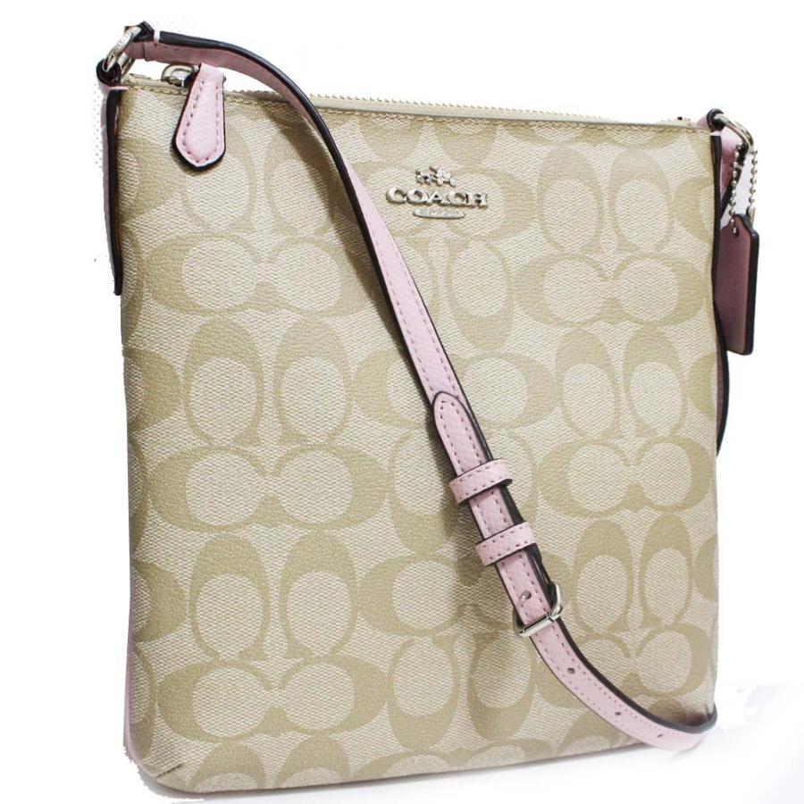 日本未発売 美品 コーチ クロスボディー シグネチャー ショルダーバッグ レディース Pvc ベージュ ピンク F 中古 送料無料 ショルダーバッグ Floridapace Gov