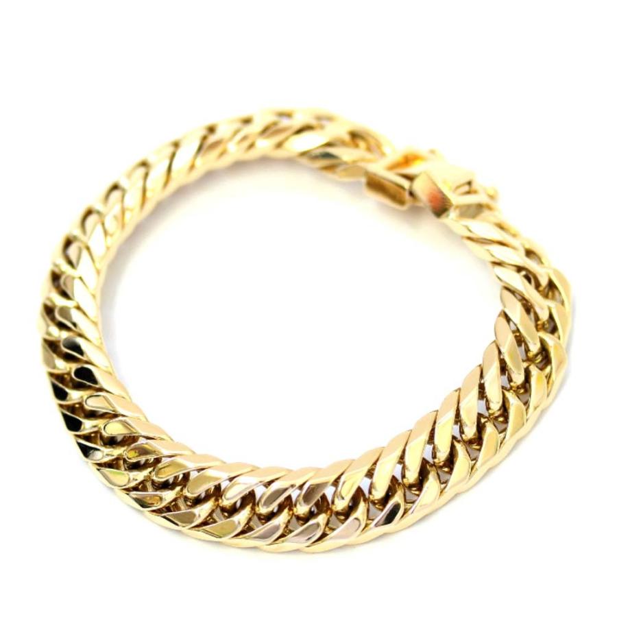 ノーブランド 喜平 6面 ダブル W ブレスレット メンズ イエローゴールド ジュエリー 新入荷 流行 K18ゴールド 送料無料