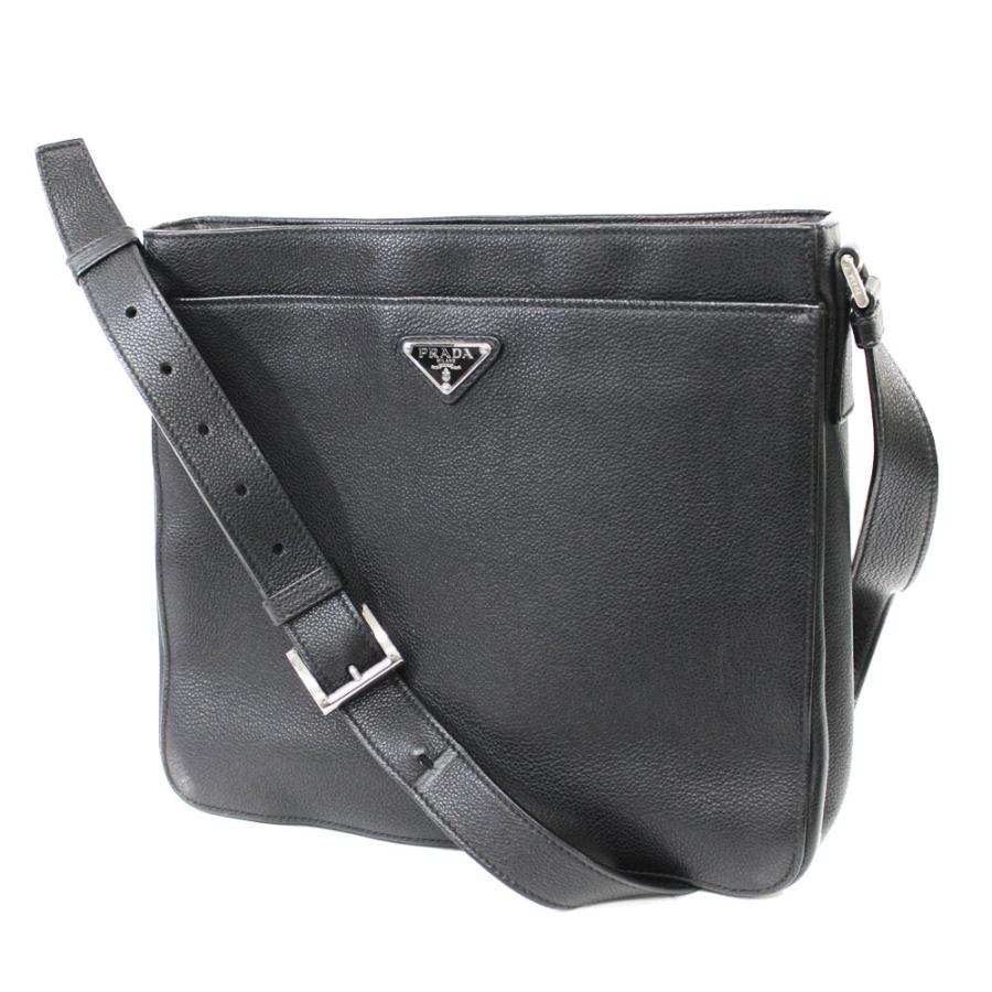 日本国内配送 プラダ レザー 斜め掛け ショルダーバッグ メンズ 型押しレザー ブラック 送料無料 先行予約 Gaains Com