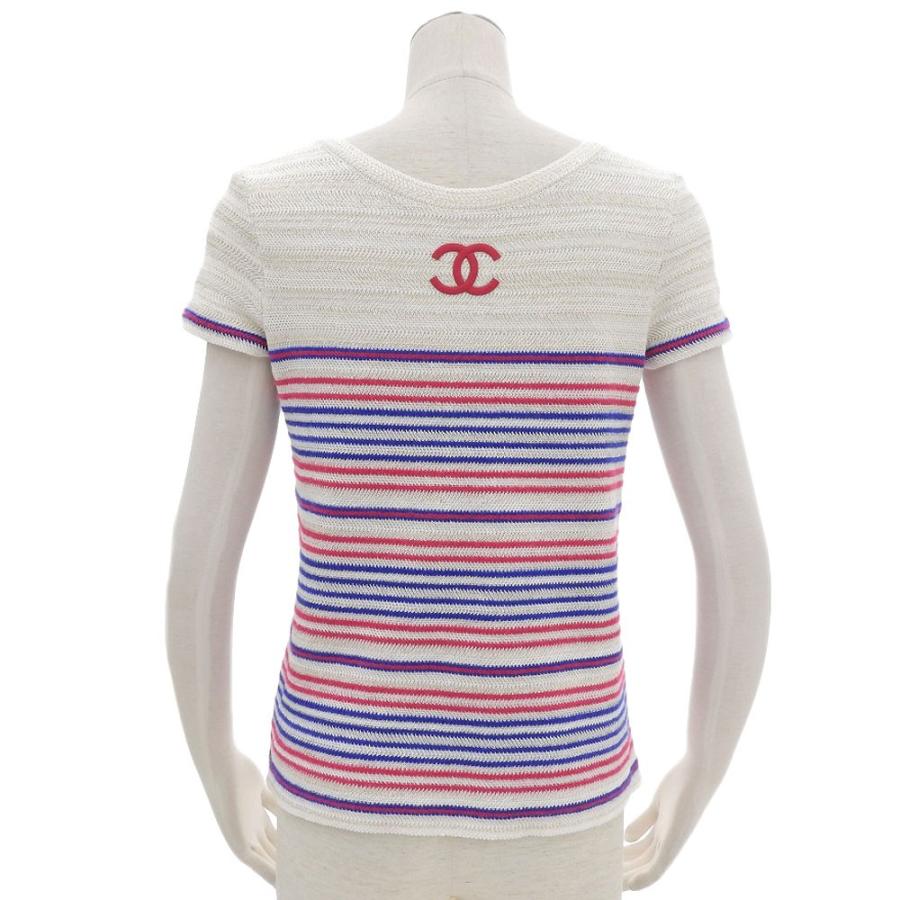 未使用 シャネル Chanel 箱付 19c カシミア リネン 胸元ココマーク ラメ糸 ボーダー ニット 半袖 トップス 38 ベージュ 青 ピンク Withtrading 通販 Yahoo ショッピング