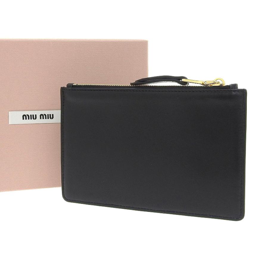 多様な 未使用 ミュウミュウ レザー 黒 アクセサリーポーチ レザー Miumiuプリント 現行ロゴ 箱付 ポーチ Www Oroagri Eu